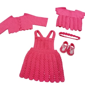 Handmade Crochet Pink Baby Dress Set