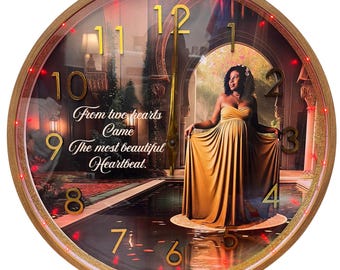 Personalized Wall Clock 20'' X 20'' With Light. Gift Memories That Shine Forever.
