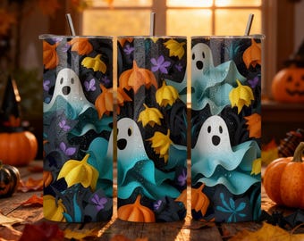 Halloween Tumbler 20 oz - Colorful Skull Design, Reusable Drinkware, Ideal for Halloween Celebrations.