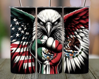 Becher 20 oz Mexiko Adler Design mit amerikanischen und mexikanischen Flaggenfarben