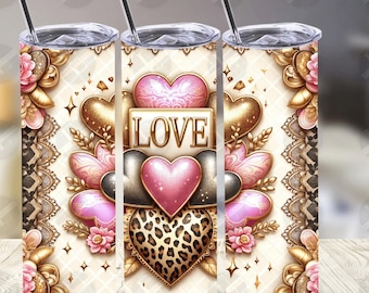 20 oz Becher - Farbenfrohes Design mit der Aufschrift "I love you"