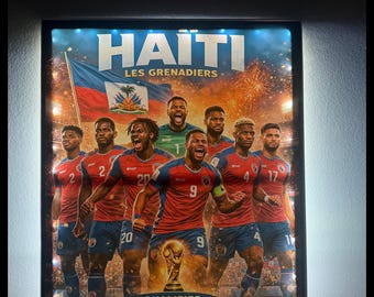 Haiti World Cup 2026 LED Wall Art – Les Grenadiers Soccer Poster (24x30