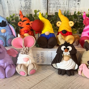 Winnie the Pooh Gnome Set/Tiered Tray/Nursery Decor/Tigger/Piglet/Rabbit/Kanga/Roo/Eeyore/Christopher Robin/Cute/Custom Art/fan Art/Clay