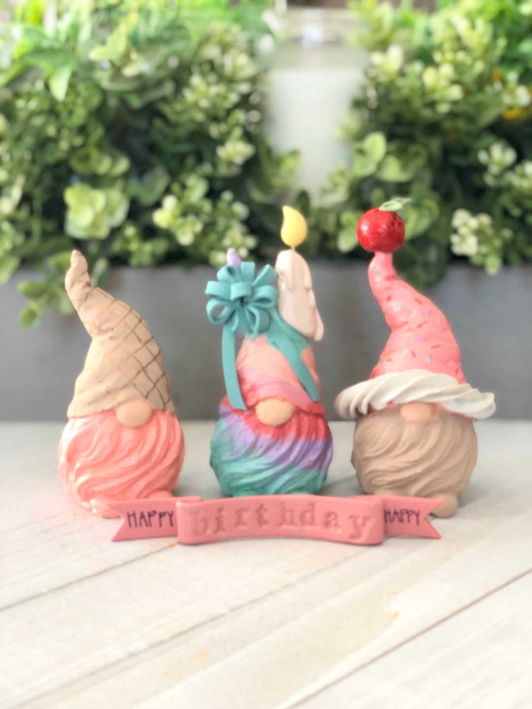 Birthday Gnomes/ Set of 3/ Pastel Gnomes/ Tiered Tray Gnomes/ Etsy