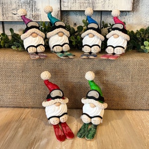 Hand-Painted Ski Gnome: Polymer Clay Winter Decor
