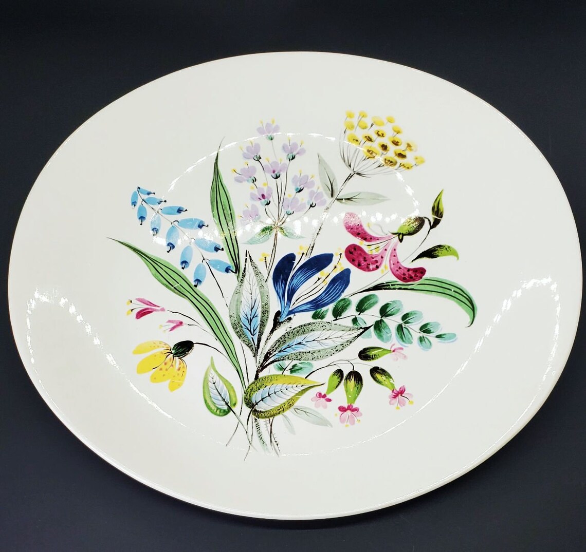 Vintage Hallcraft Eva Zeisel Bouquet 1881 Oval Dinner Plates Etsy
