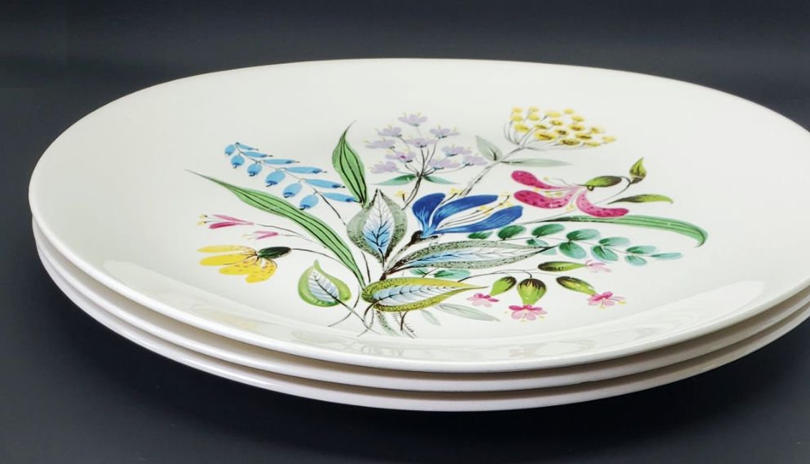 Vintage Hallcraft Eva Zeisel Bouquet 1881 Oval Dinner Plates Etsy