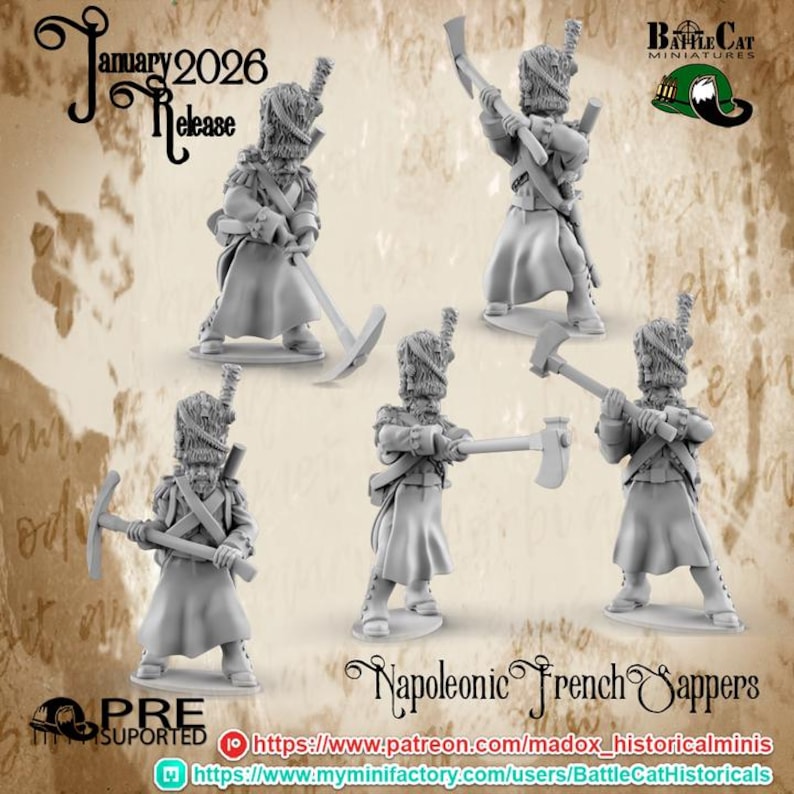 Napoleonic French Sappers by Battlecat Miniatures - Etsy