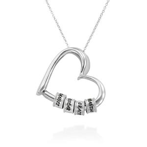 Personalized Heart Necklace with Family Name Beads • Custom Mother's Necklace • Gift for Mom or Grandma • Mother's Day or Christmas Gift