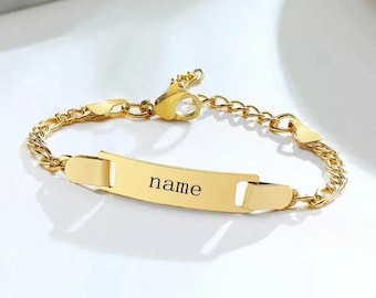 Personalized Baby Name Bracelet, Hypoallergenic Stainless Steel, Adjustable Bangle