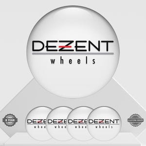 May include: The image features the "DEZENT wheels" logo in a white sphere, with the text in black and a red line through the "Z". Below are four smaller spheres with the same logo. The image also includes a "8 YEAR WARRANTY" badge and a "CUSTOM MADE" badge.