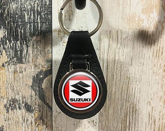 Personalized Leather Suzuki Keychain: Car Logo Keyring