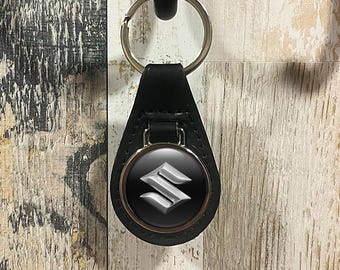 Personalized Leather Suzuki Keychain: Car Logo Keyring