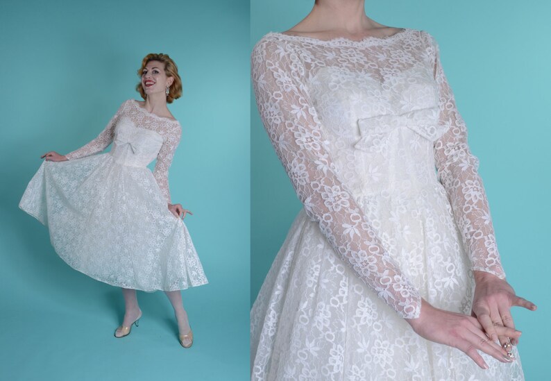1950s lace wedding dress
