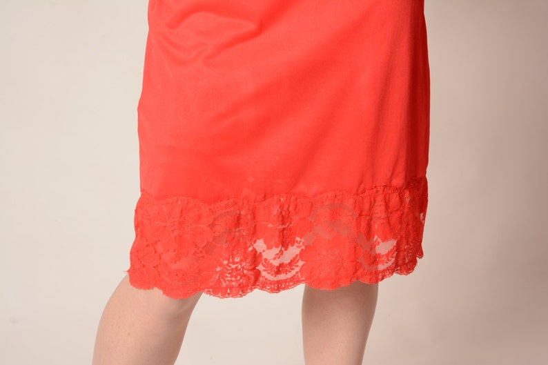 Red Lace Full Slip Charmode Fashions Size 34 Vintage 1950s Lingerie