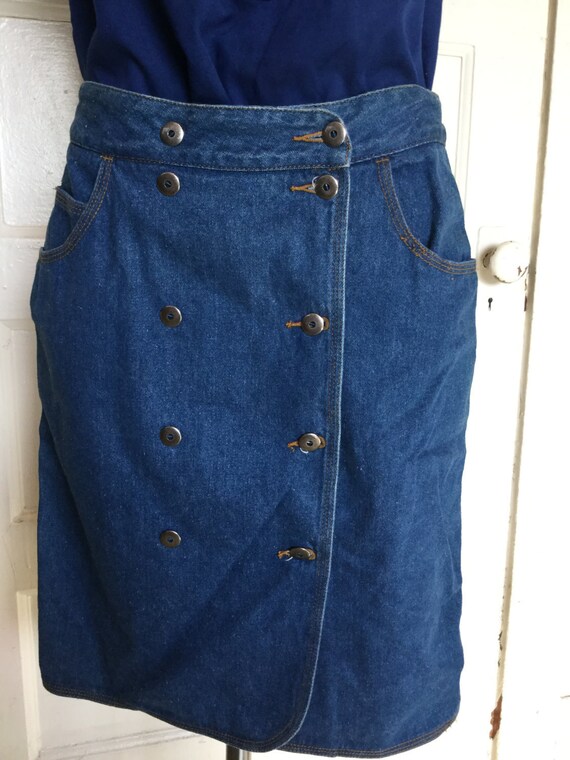 90's denim skirt with double button detail by Adr… - image 1