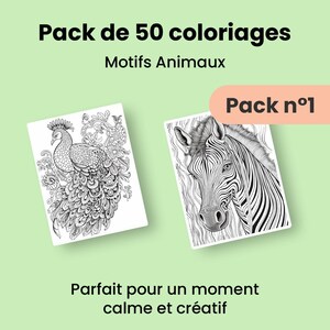 50 Animals to Color in Patterns – Anti-Stress Coloring for Adults and Kids | Printable PDF Files
