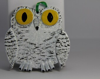 White/ Snowy Owl Flat Ornament/ Wall Decor