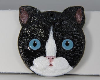 Schwarze und weiße Katze Ornament / Wanddekoration