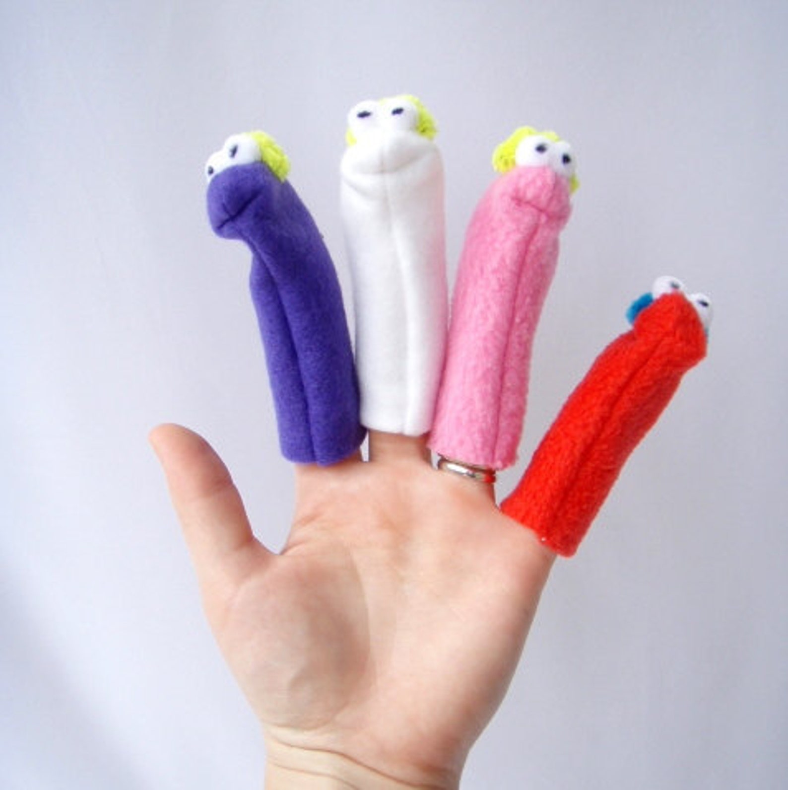Finger Puppets Set of 4 FREE US SHIPPING Fuzzy Etsy