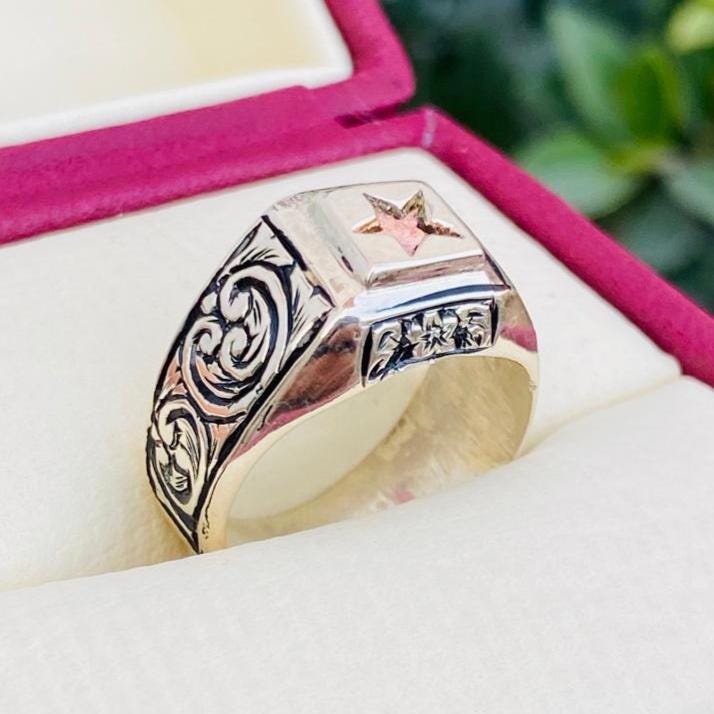 alzuni silverシルバー 950 star ring vintage Hirz E Imam Jawad Ring: Star Ring, Shia Ring, Muslim Shia Ring