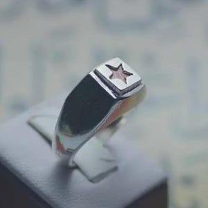 Handgemaakte ring van sterling zilver 925 Hirz e Imam Jawad met stermotief