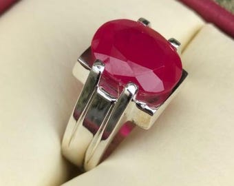 Handmade Sterling Silver 925 Ruby Ring: Yaqoot Stone