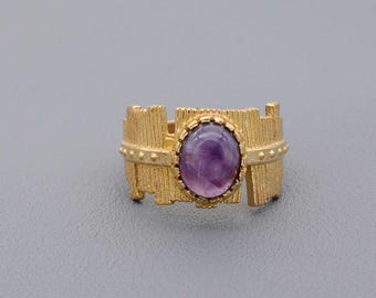 Amethyst Ring, Handmade Ring , February Birthstone Ring, Promise Ring , Unique Ring, Vintage Ring, Gold Plated Ring, Gift For Her
