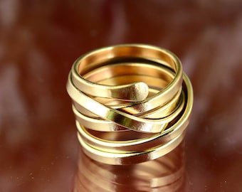 Handmade Brass Wrap Ring, Adjustable Coil Design, Minimalist Jewelry