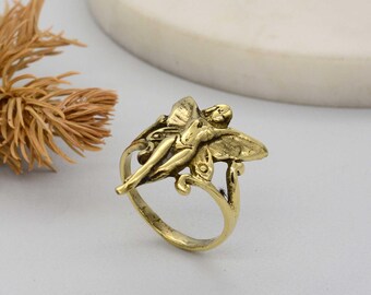 Handmade Brass Fairy Ring, Fantasy Boho Jewelry, Adjustable Nature-Inspired Ring, Magical Woodland Jewelry, Unique Gift for Her