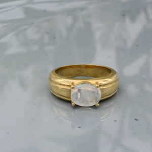 Moonstone Brass Ring, Rainbow Moonstone Jewelry, June Birthstone Ring, Boho Spiritual Ring, Healing Crystal Jewelry, Gift for Her