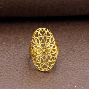 Handmade Brass Heart Ring, Adjustable Filigree Love Jewelry, Romantic Artisan Brass Ring, Unique Gift For Women And Girls
