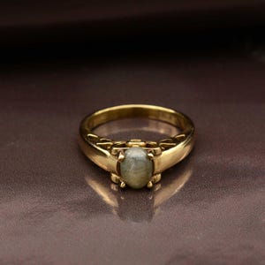 Labradorite Brass Ring, Handmade Boho Jewelry, Vintage Style Oval Gemstone Ring, Healing Crystal Ring, Unique Gift for Women