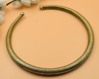 Collier ras de cou en laiton fait main, collier tribal texturé, bijoux tendance Boho réglables pour mariage, festival, fête, cadeau pour elle