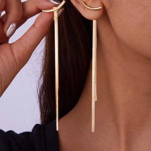 Minimalist Long Tassel Chain Earrings, Gold Jewelry, Gift for Her, Valentine's Day Jewelry