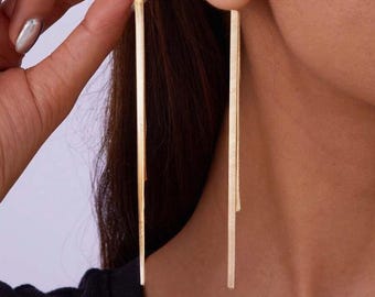 Orecchini a catena con nappa lunga minimalisti, gioielli in oro, regalo per lei, gioielli per San Valentino