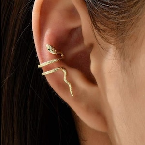 Orecchino a polsino con design a serpente, gioiello moderno e minimalista, non richiede piercing