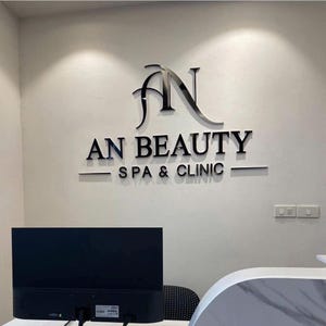 Custom 3D Acrylic Business Logo Sign: Laser-Cut Salon Wall Plaque