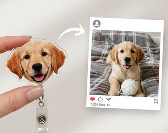 Porta badge a forma di cane divertente con foto - Porta badge personalizzato per animali domestici, regalo con porta badge personalizzato per infermieri