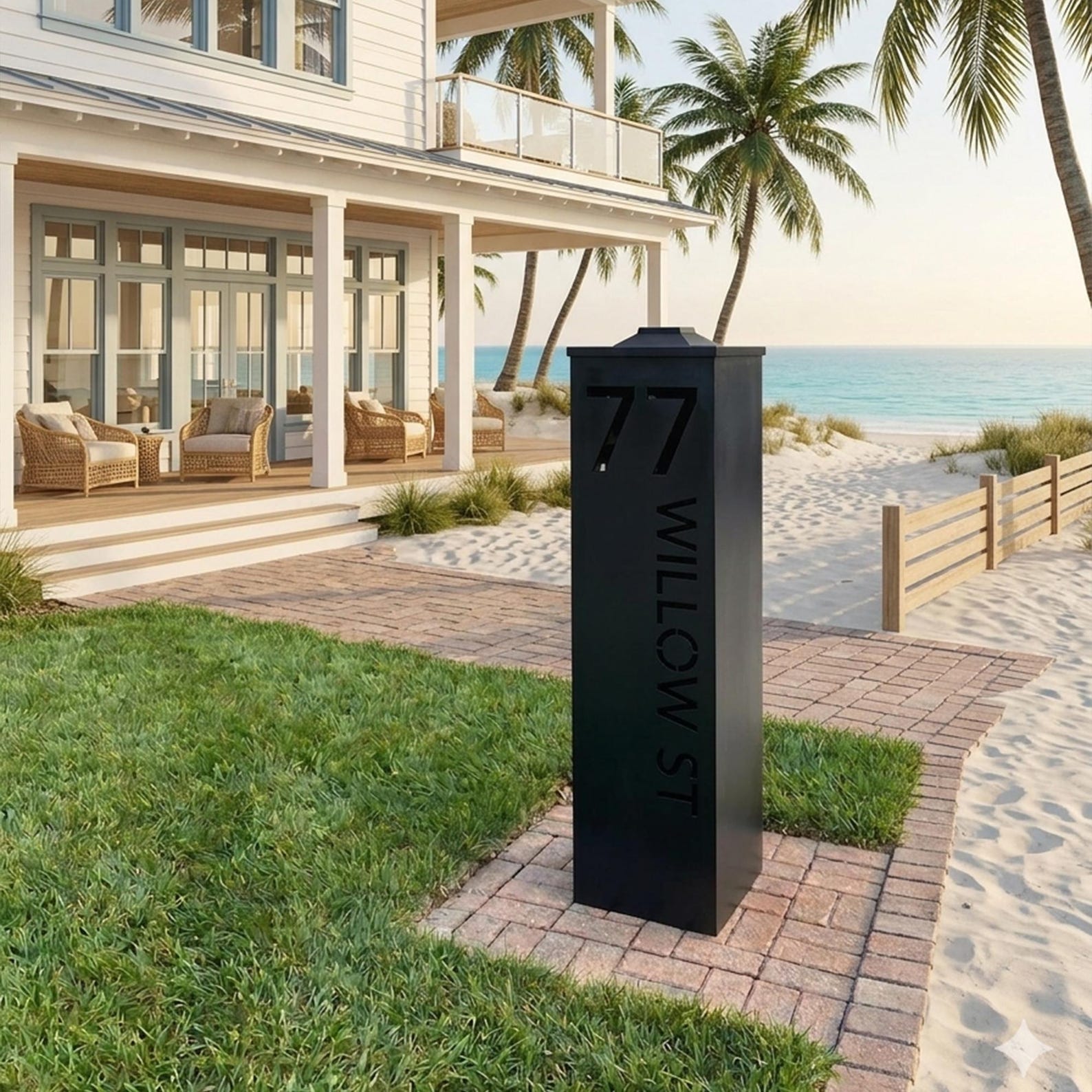 Personalized Address Column Sign, Metal Steel House Number Post, Modern ...