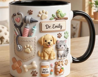 Personalized Veterinarian Mug, Custom DVM Coffee Cup, Animal Doctor Gift