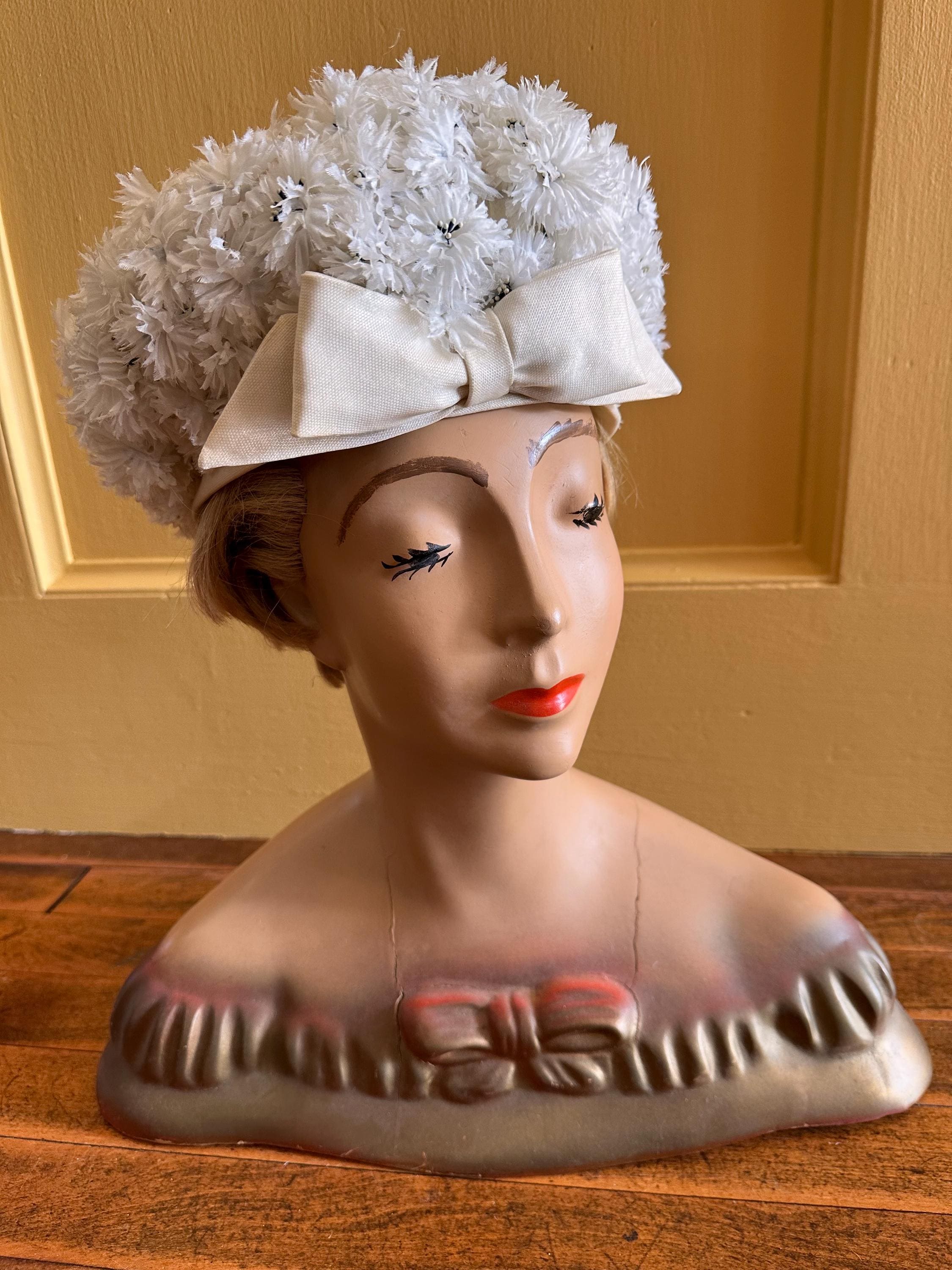 Vtg 1950s Jack McConnell NY Cream Felt Feather Hat Mid Century Cocktail‎ Pillbox Jack Mcconnell Vintage Hat - Etsy main image 3