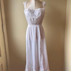 Antique Edwardian Cotton & Lace Tea Dress: Early 1900s Crochet Trim