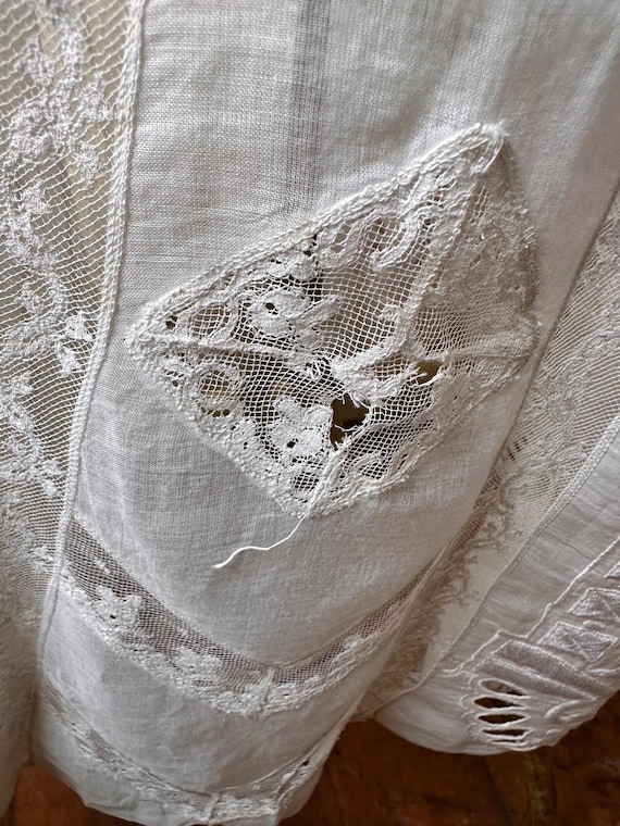 Antique Edwardian Lace Tea Dress: 1900s Embroidered Cotton Lawn Gown View 6