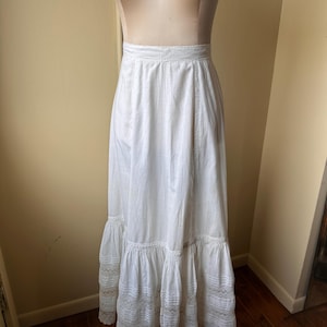 Antique White Cotton Petticoat | Edwardian Undergarment | Historical Clothing with Lace & Pintucks