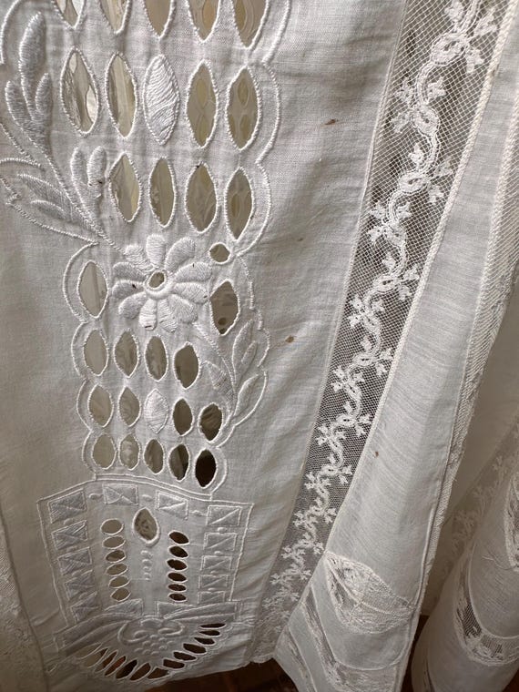 Antique Edwardian Lace Tea Dress: 1900s Embroidered Cotton Lawn Gown View 5