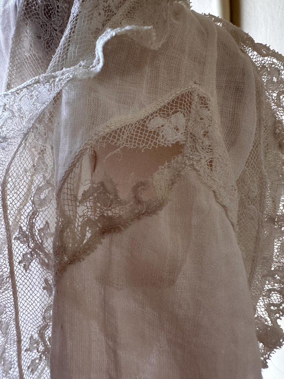 Antique Edwardian Lace Tea Dress: 1900s Embroidered Cotton Lawn Gown View 4