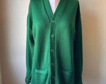 Cárdigan vintage de lana verde Kelly "Natch" de los años 50