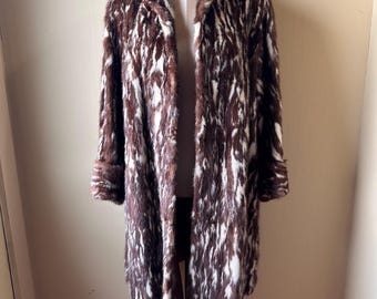 1960s Fitch Fur Jack Savidusky’s Coat | Genuine Patterned Brown & White Fur