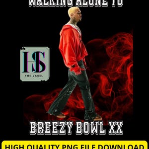 Chris Brown Inspired PNG: Hip Hop Rapper Walking Pose (Digital Download)